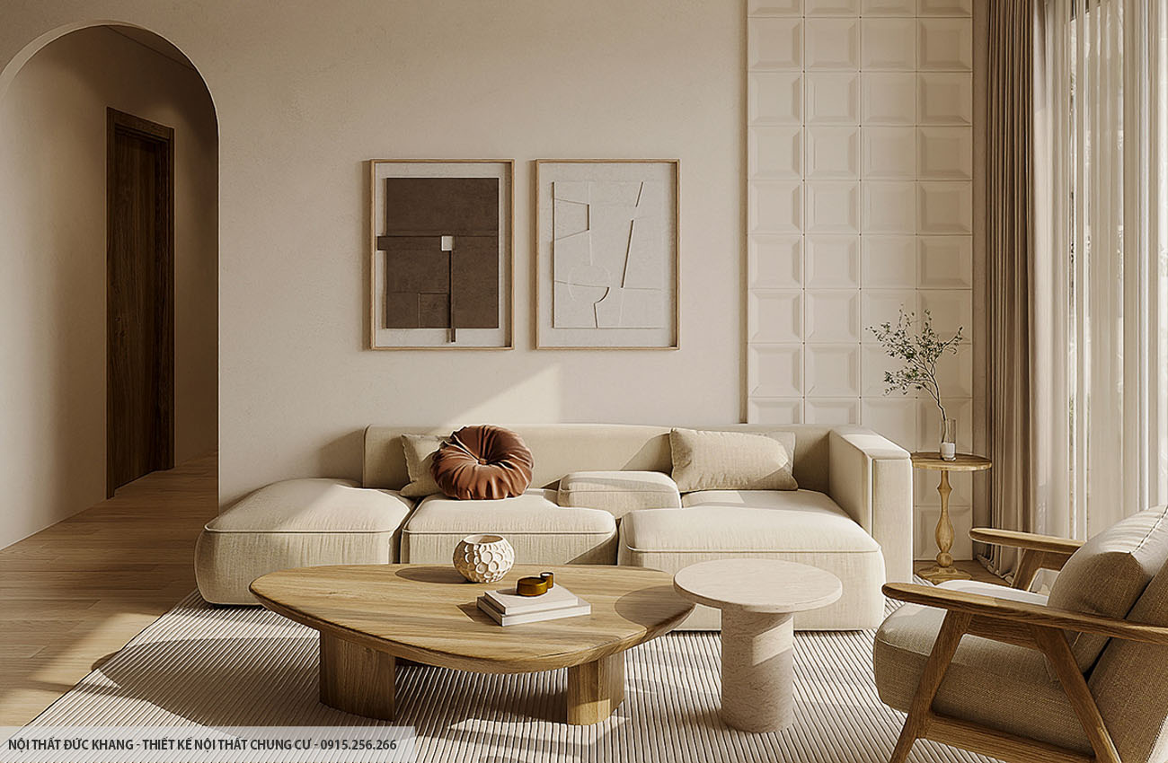 Mẫu 5: Thiết kế nội thất chung cư diện tích 50m2 – 2 phòng ngủ