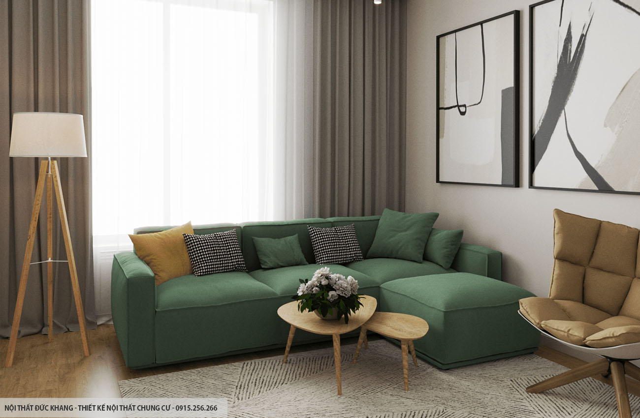 Mẫu 4: Thiết kế nội thất chung cư diện tích 50m2 – 2 phòng ngủ