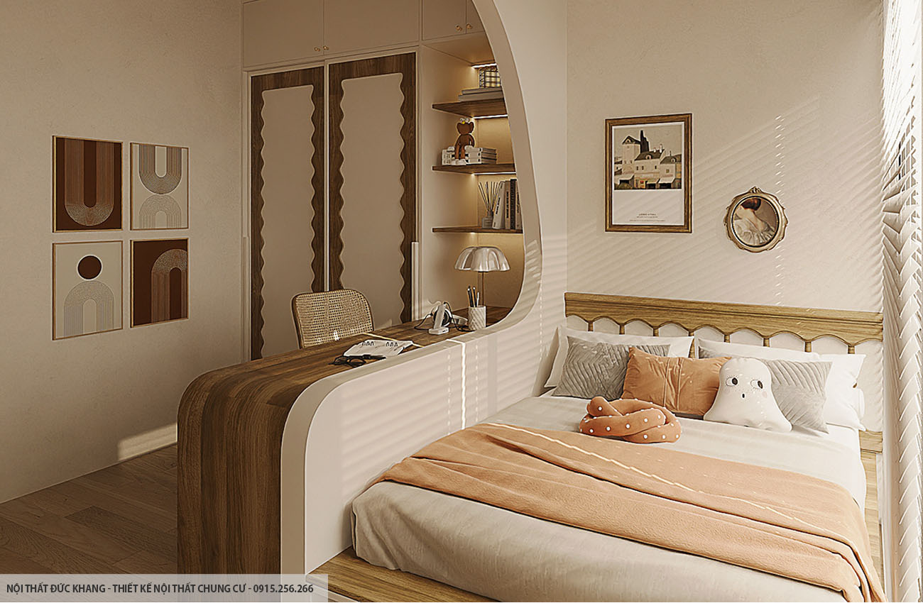 Mẫu 5: Thiết kế nội thất chung cư diện tích 50m2 – 2 phòng ngủ