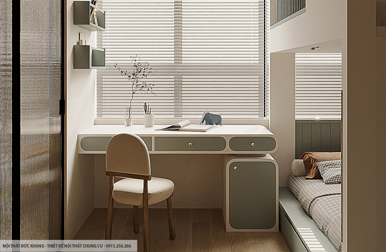 Mẫu 5: Thiết kế nội thất chung cư diện tích 50m2 – 2 phòng ngủ