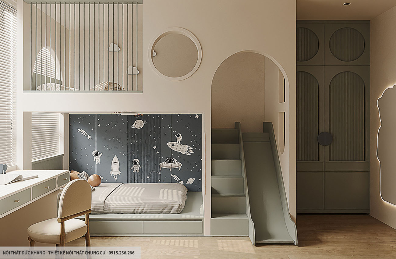 Mẫu 5: Thiết kế nội thất chung cư diện tích 50m2 – 2 phòng ngủ