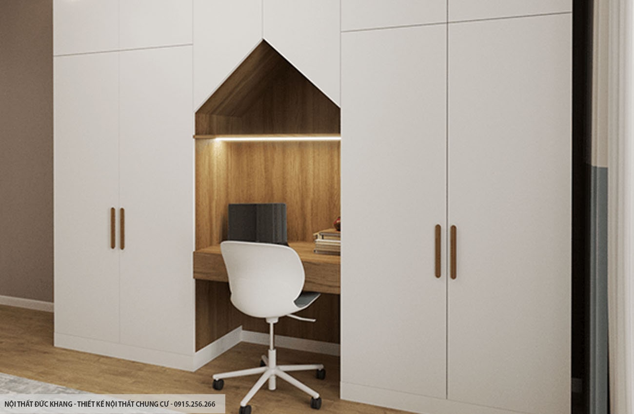 Mẫu 4: Thiết kế nội thất chung cư diện tích 50m2 – 2 phòng ngủ