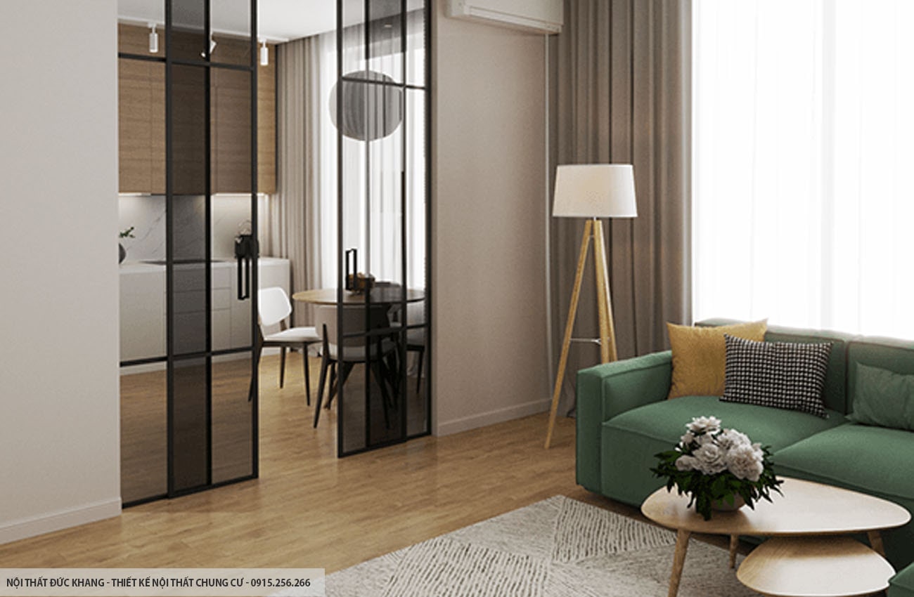 Mẫu 4: Thiết kế nội thất chung cư diện tích 50m2 – 2 phòng ngủ