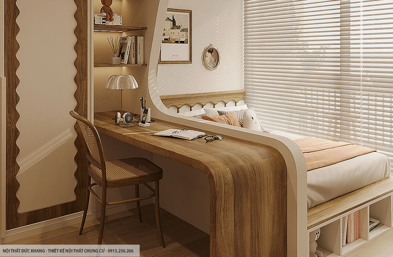 Mẫu 5: Thiết kế nội thất chung cư diện tích 50m2 – 2 phòng ngủ