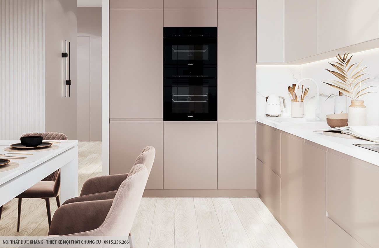 Mẫu 7: Thiết kế nội thất chung cư diện tích 55m2 – 2 phòng ngủ