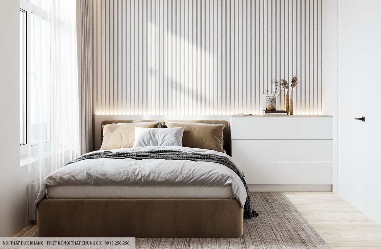 Mẫu 7: Thiết kế nội thất chung cư diện tích 55m2 – 2 phòng ngủ