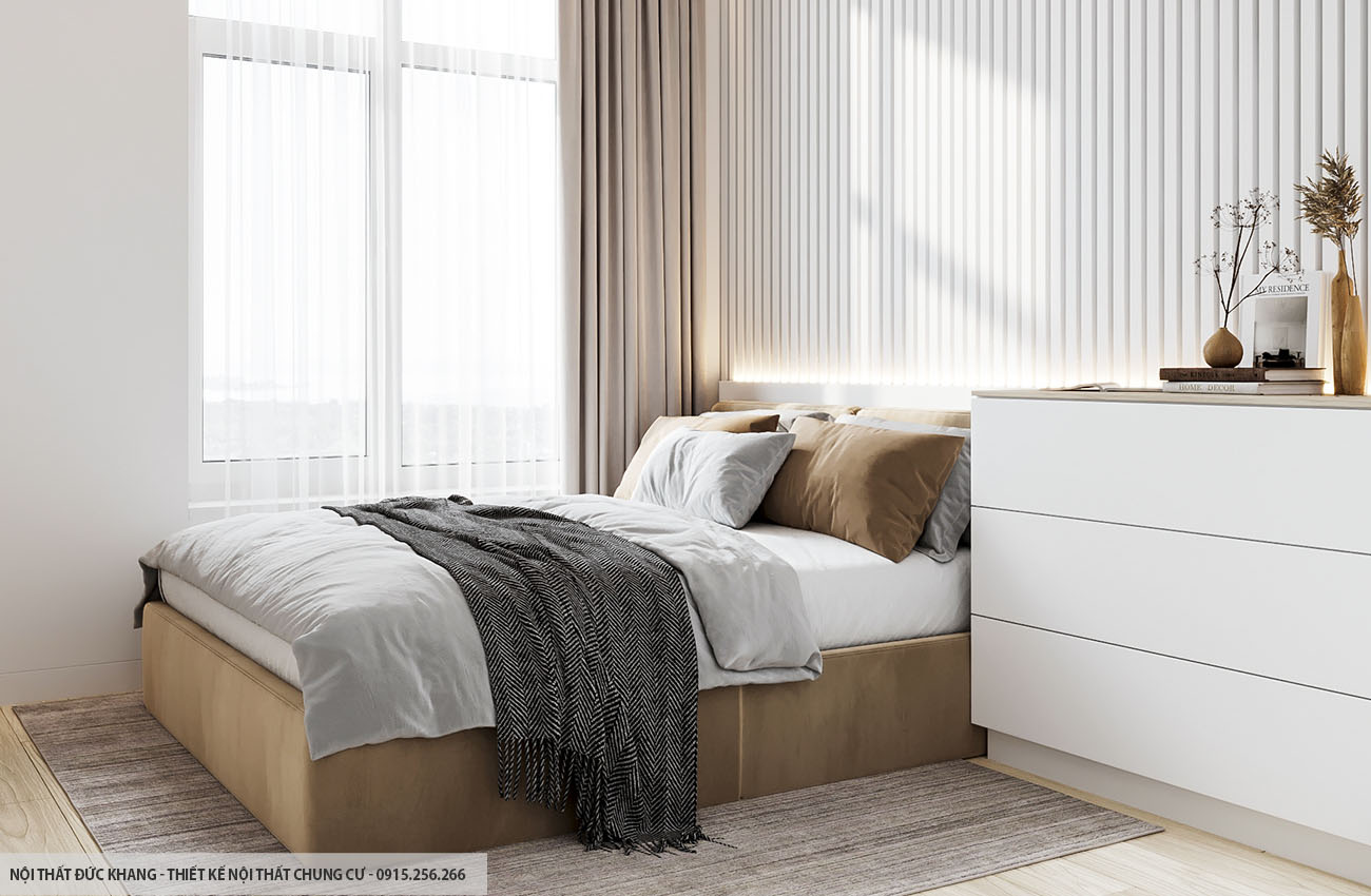 Mẫu 7: Thiết kế nội thất chung cư diện tích 55m2 – 2 phòng ngủ