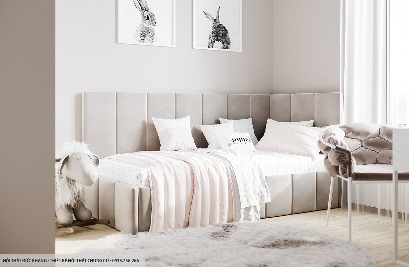 Mẫu 7: Thiết kế nội thất chung cư diện tích 55m2 – 2 phòng ngủ