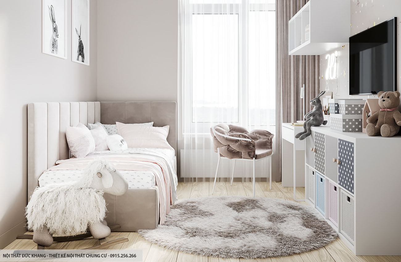 Mẫu 7: Thiết kế nội thất chung cư diện tích 55m2 – 2 phòng ngủ