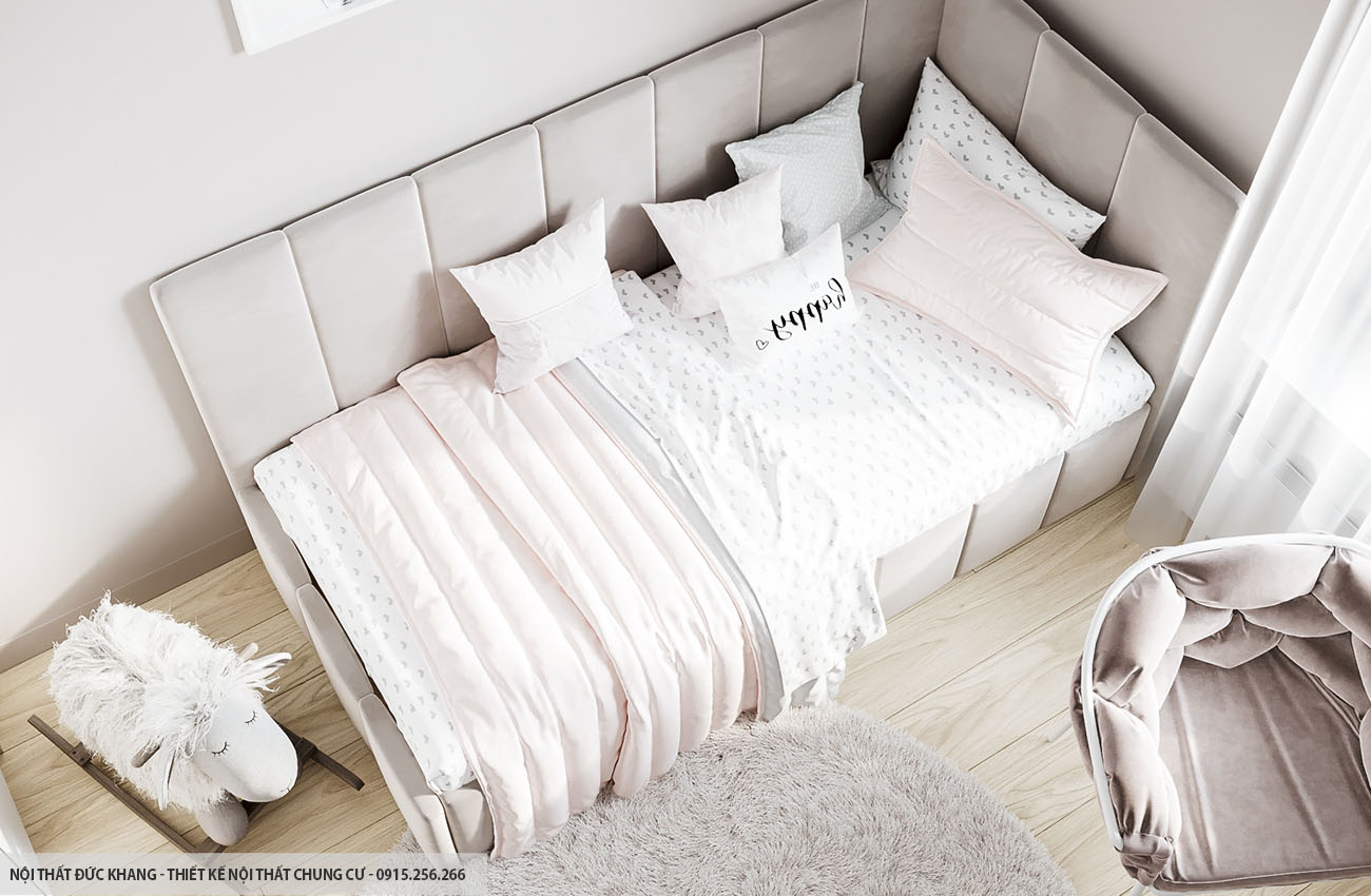 Mẫu 7: Thiết kế nội thất chung cư diện tích 55m2 – 2 phòng ngủ