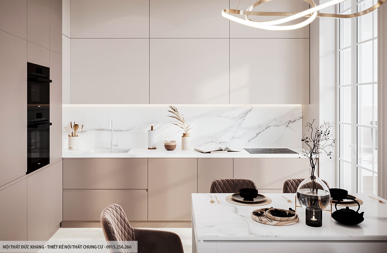 Mẫu 7: Thiết kế nội thất chung cư diện tích 55m2 – 2 phòng ngủ