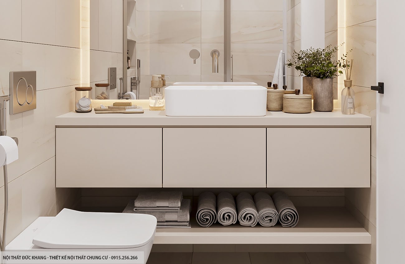 Mẫu 7: Thiết kế nội thất chung cư diện tích 55m2 – 2 phòng ngủ