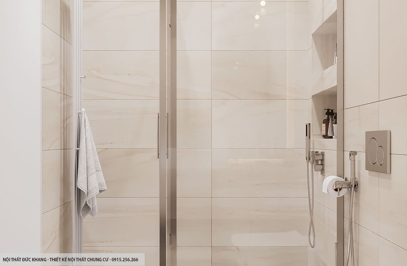 Mẫu 7: Thiết kế nội thất chung cư diện tích 55m2 – 2 phòng ngủ