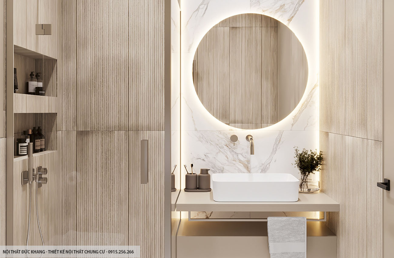 Mẫu 7: Thiết kế nội thất chung cư diện tích 55m2 – 2 phòng ngủ