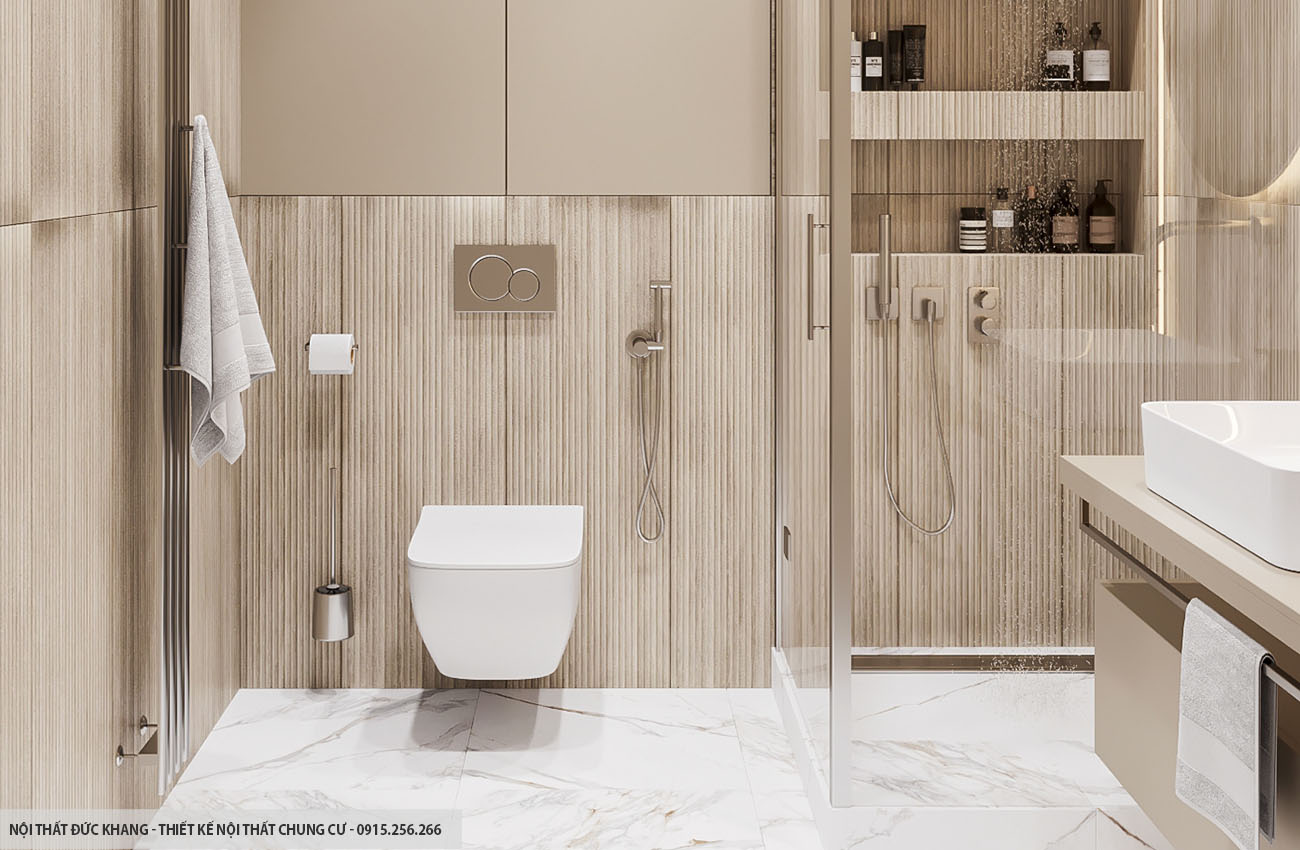 Mẫu 7: Thiết kế nội thất chung cư diện tích 55m2 – 2 phòng ngủ