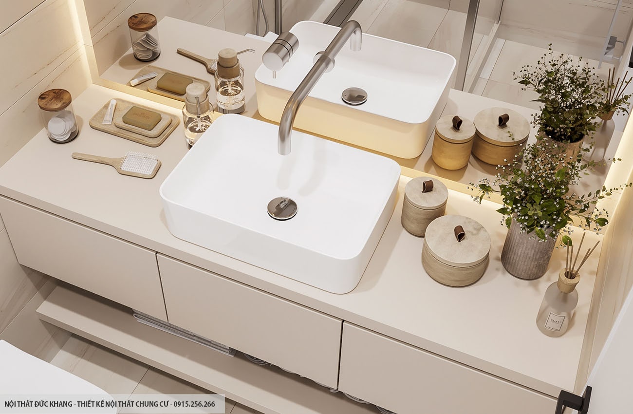 Mẫu 7: Thiết kế nội thất chung cư diện tích 55m2 – 2 phòng ngủ