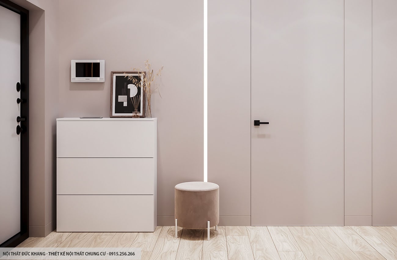 Mẫu 7: Thiết kế nội thất chung cư diện tích 55m2 – 2 phòng ngủ