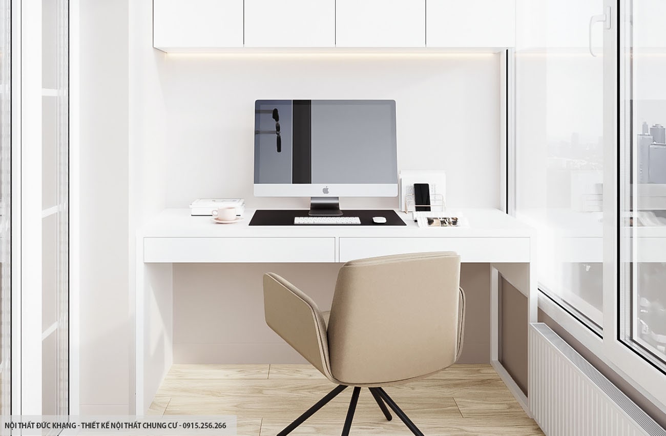 Mẫu 7: Thiết kế nội thất chung cư diện tích 55m2 – 2 phòng ngủ