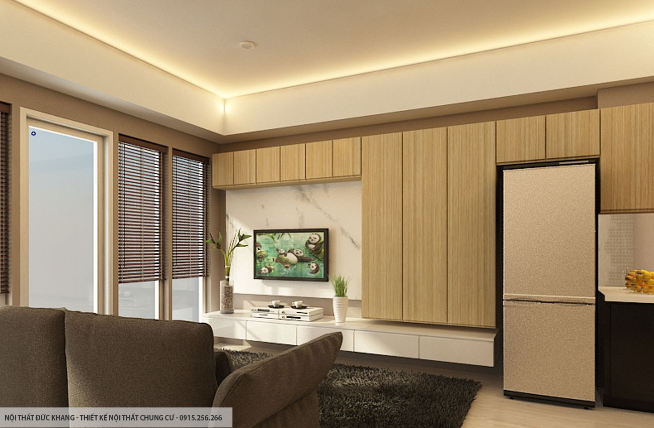 Mẫu 8: Thiết kế nội thất chung cư diện tích 56m2 – 2 phòng ngủ