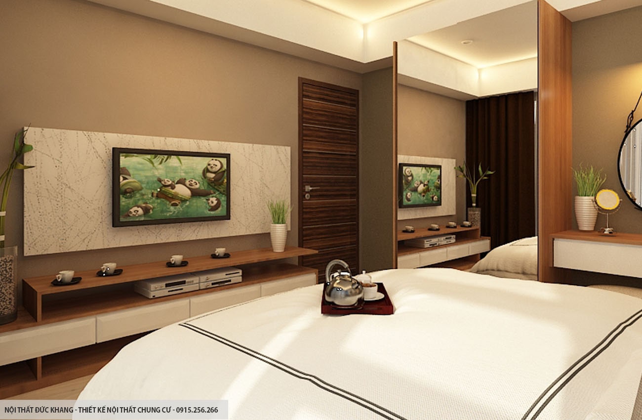 Mẫu 8: Thiết kế nội thất chung cư diện tích 56m2 – 2 phòng ngủ