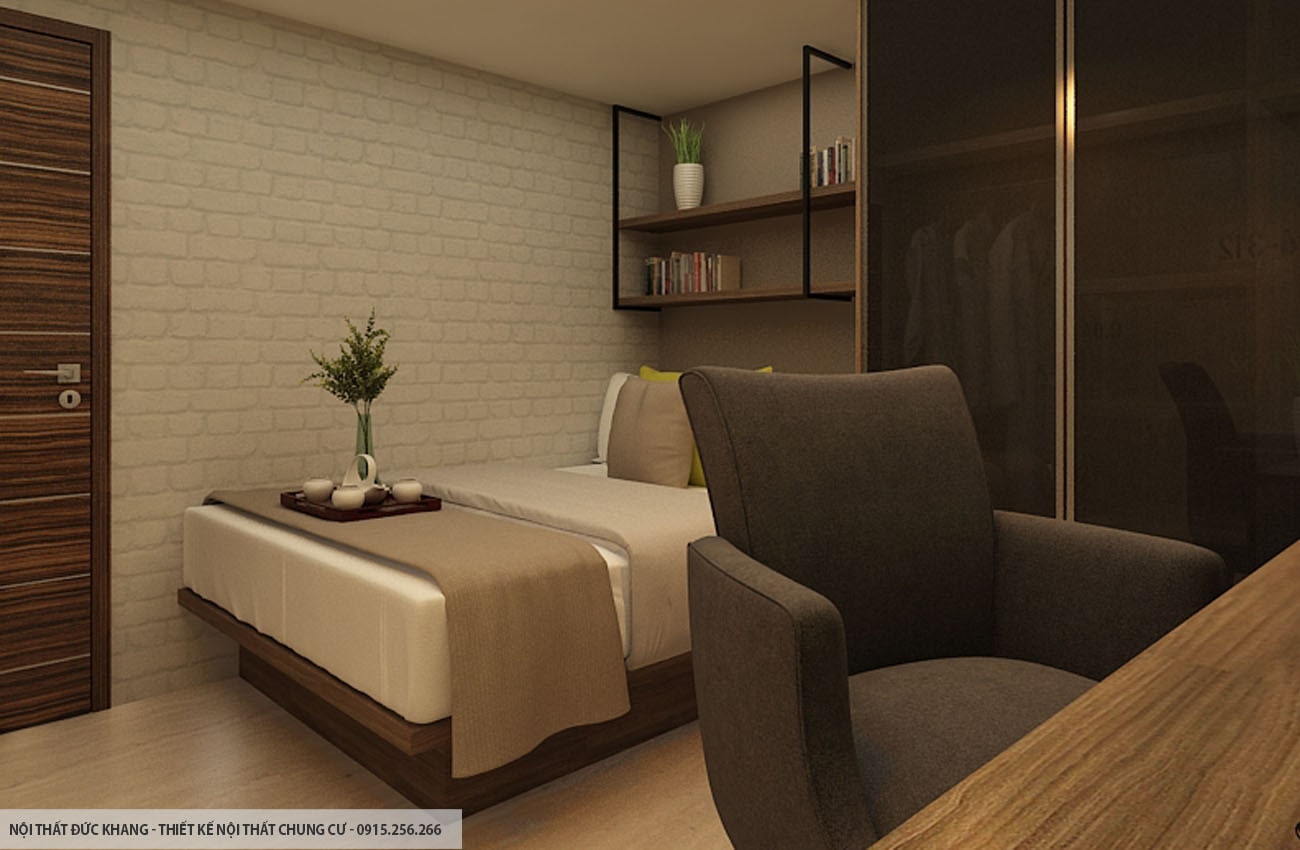 Mẫu 8: Thiết kế nội thất chung cư diện tích 56m2 – 2 phòng ngủ