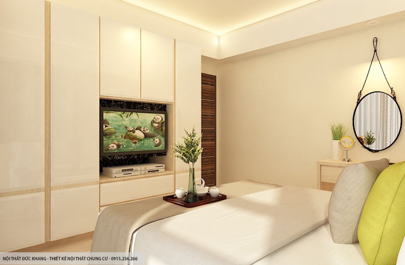 Mẫu 8: Thiết kế nội thất chung cư diện tích 56m2 – 2 phòng ngủ