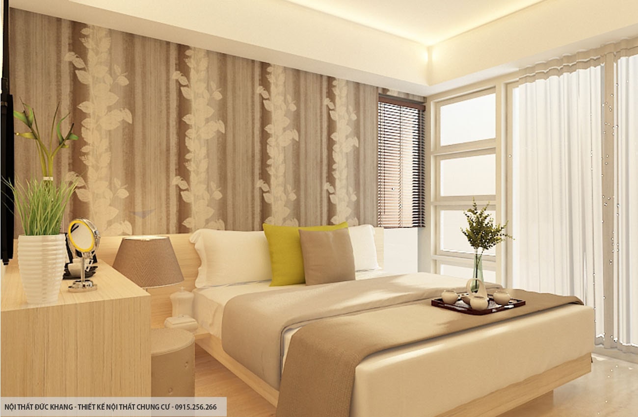 Mẫu 8: Thiết kế nội thất chung cư diện tích 56m2 – 2 phòng ngủ