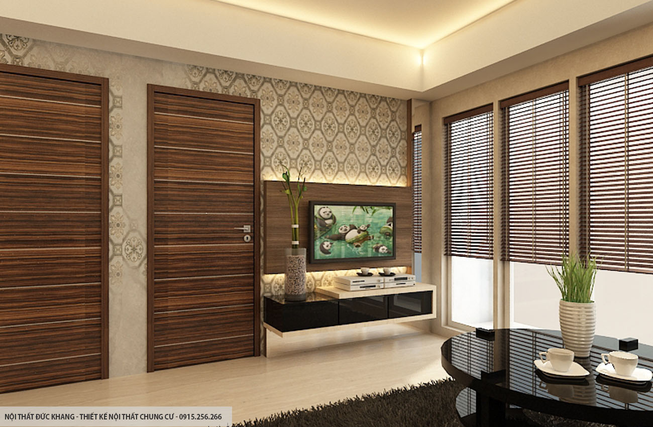 Mẫu 8: Thiết kế nội thất chung cư diện tích 56m2 – 2 phòng ngủ