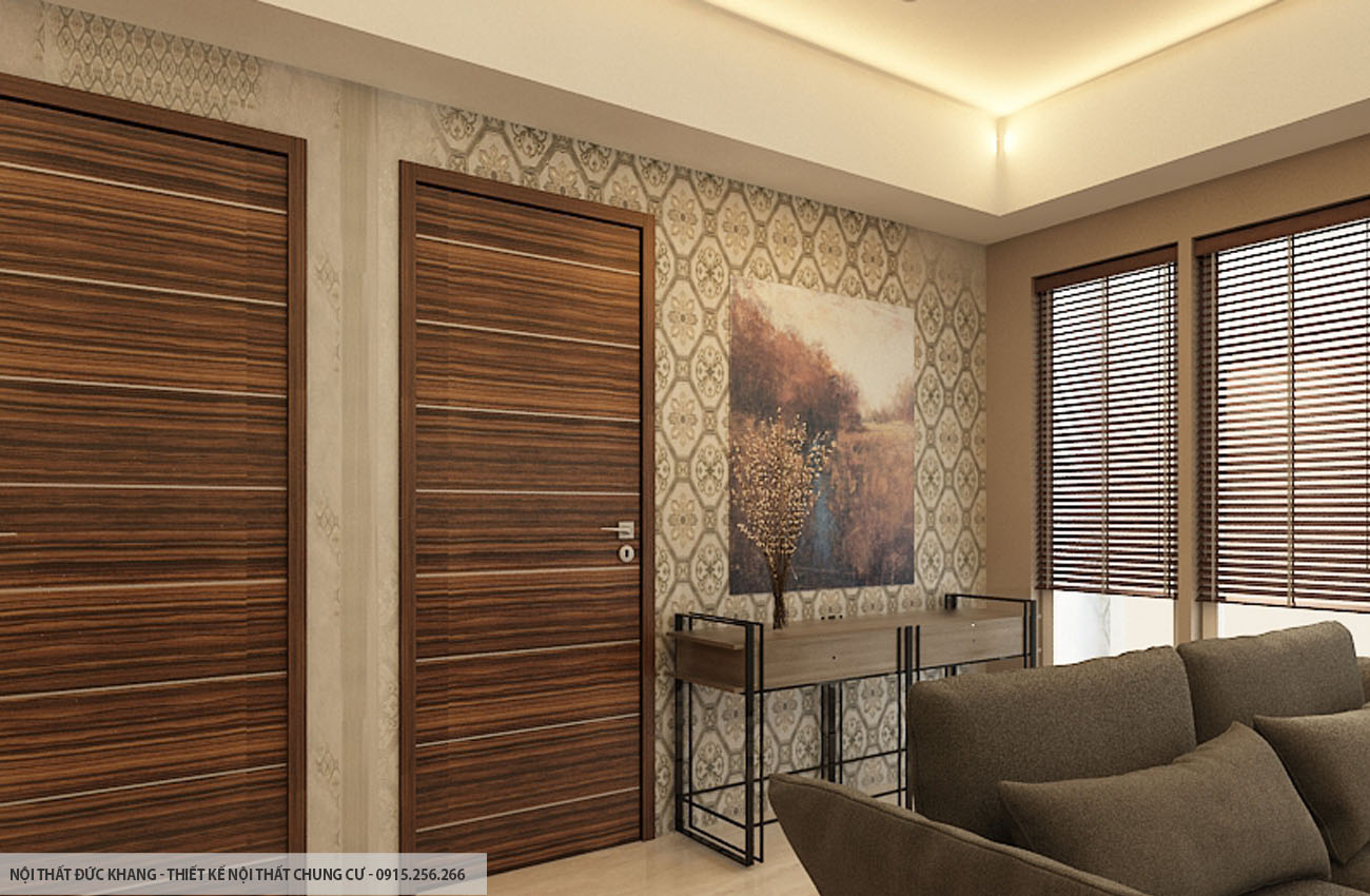 Mẫu 8: Thiết kế nội thất chung cư diện tích 56m2 – 2 phòng ngủ