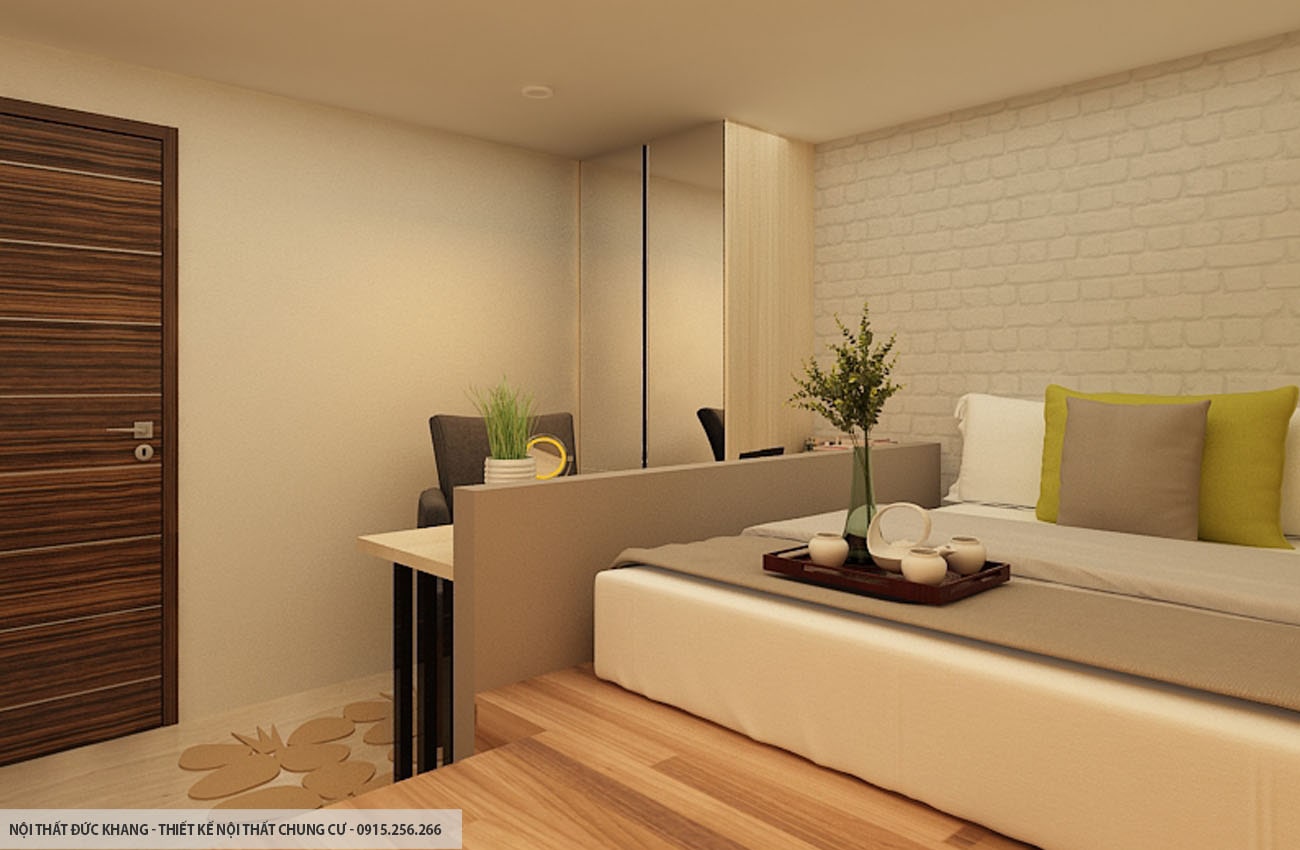 Mẫu 8: Thiết kế nội thất chung cư diện tích 56m2 – 2 phòng ngủ