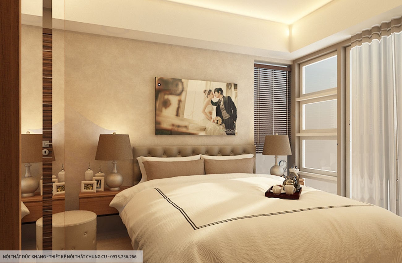 Mẫu 8: Thiết kế nội thất chung cư diện tích 56m2 – 2 phòng ngủ