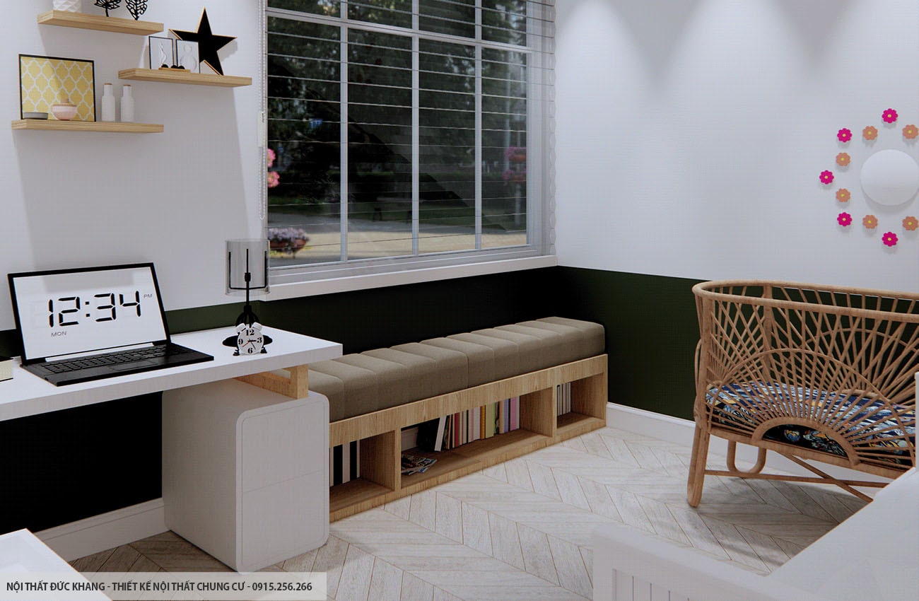 Mẫu 9: Thiết kế nội thất chung cư diện tích 58m2 – 2 phòng ngủ