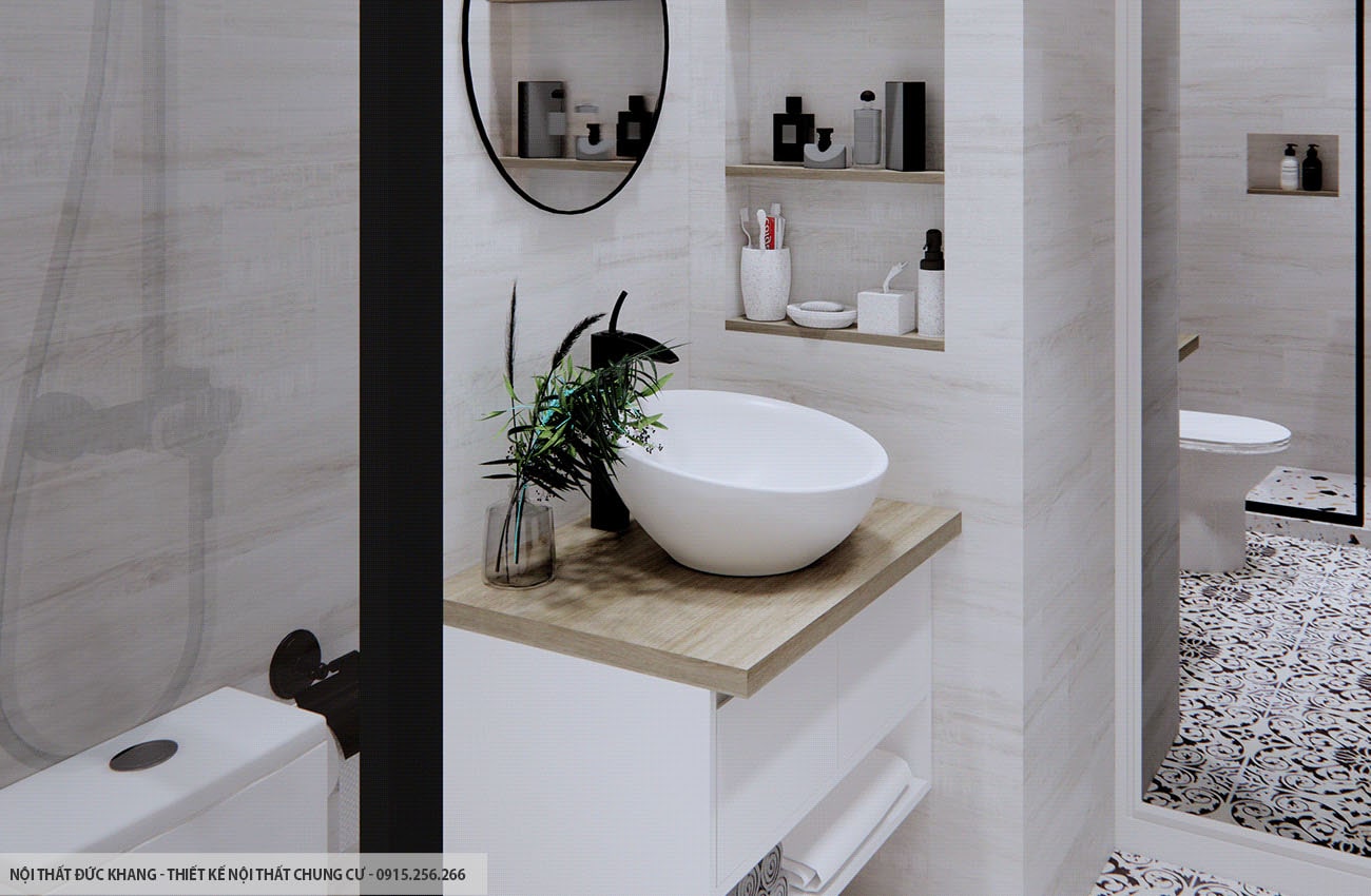 Mẫu 9: Thiết kế nội thất chung cư diện tích 58m2 – 2 phòng ngủ