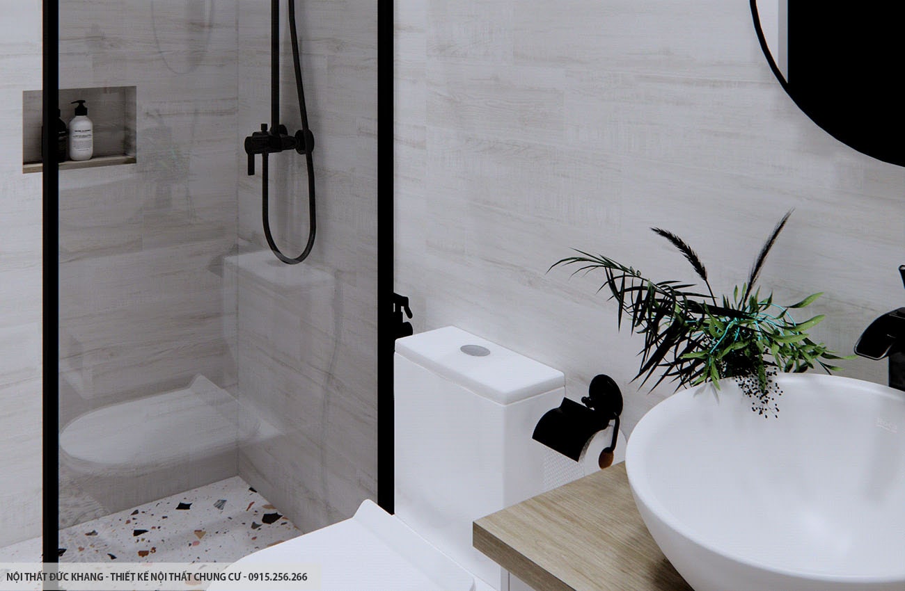 Mẫu 9: Thiết kế nội thất chung cư diện tích 58m2 – 2 phòng ngủ