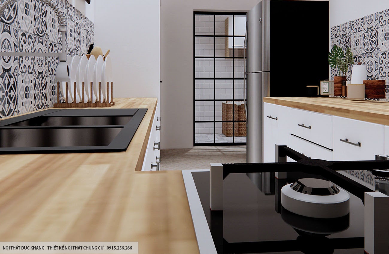 Mẫu 9: Thiết kế nội thất chung cư diện tích 58m2 – 2 phòng ngủ