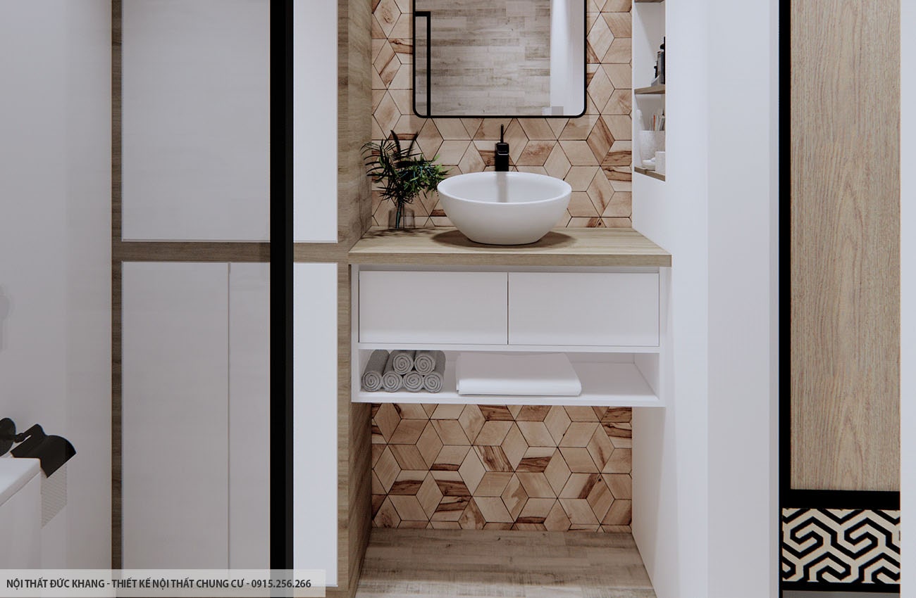 Mẫu 9: Thiết kế nội thất chung cư diện tích 58m2 – 2 phòng ngủ