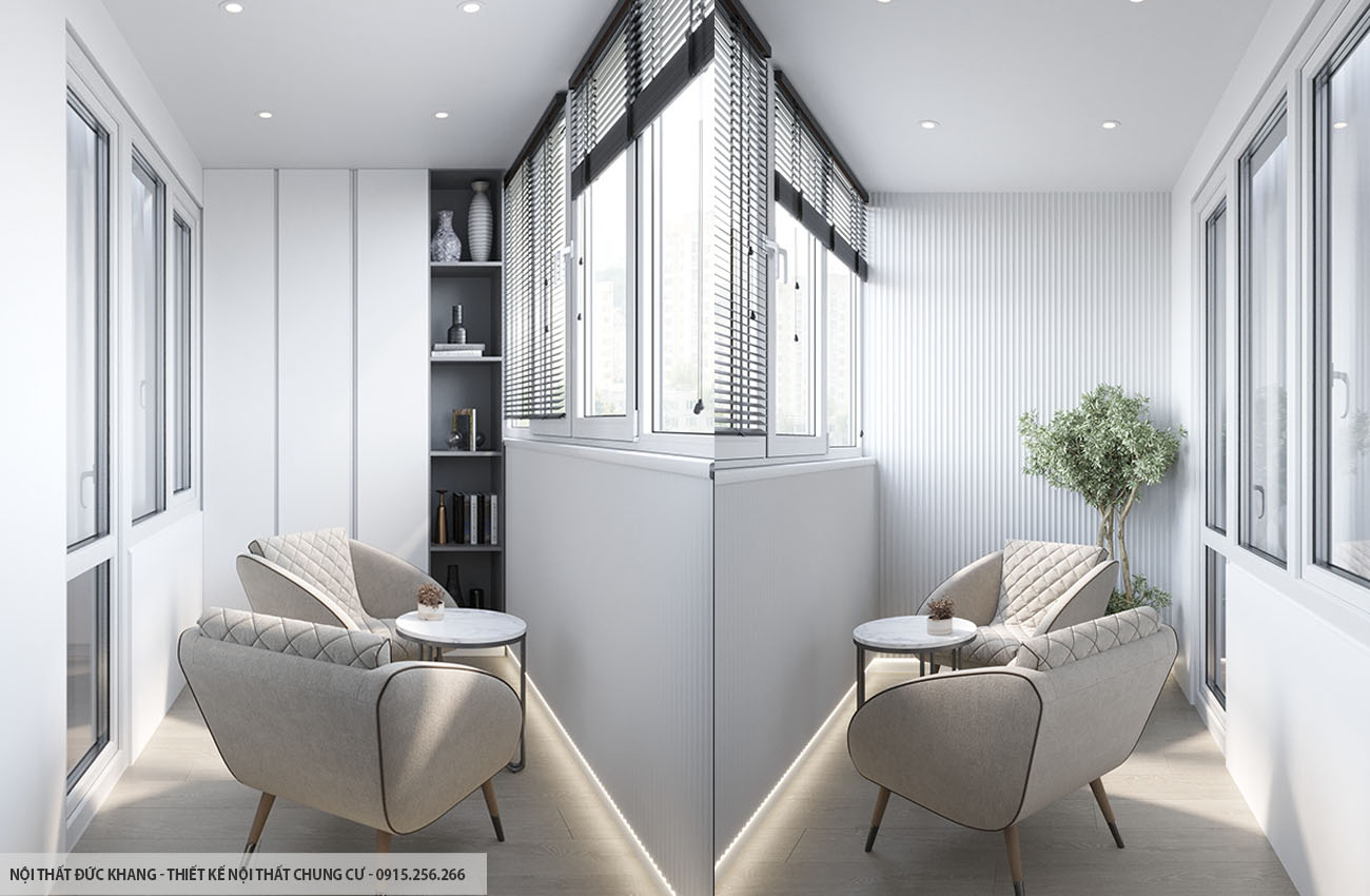 Mẫu 10: Thiết kế nội thất chung cư diện tích 60m2 – 2 phòng ngủ