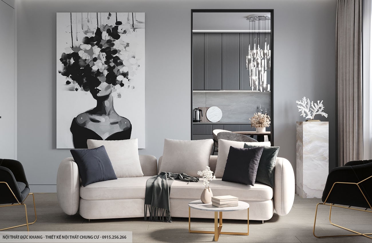 Mẫu 10: Thiết kế nội thất chung cư diện tích 60m2 – 2 phòng ngủ