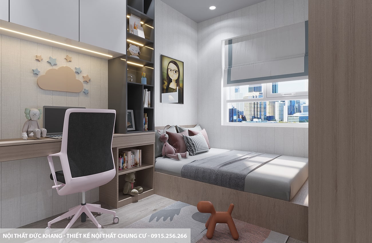 Mẫu 11: Thiết kế nội thất chung cư diện tích 63m2 – 2 phòng ngủ