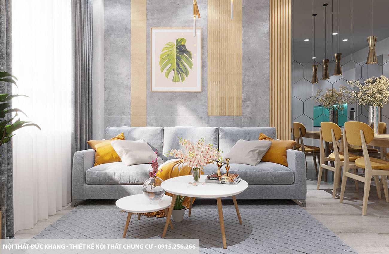 Mẫu 11: Thiết kế nội thất chung cư diện tích 63m2 – 2 phòng ngủ