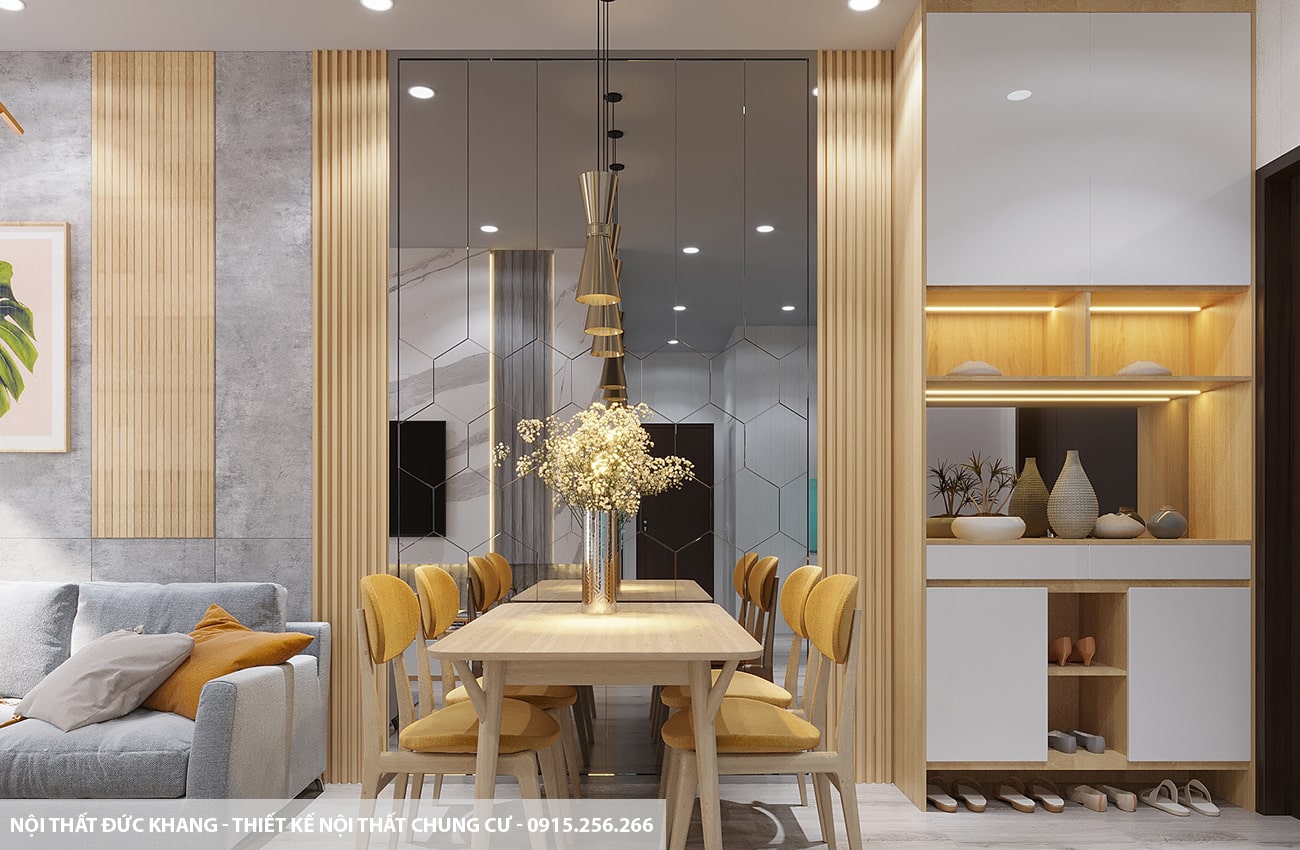 Mẫu 11: Thiết kế nội thất chung cư diện tích 63m2 – 2 phòng ngủ