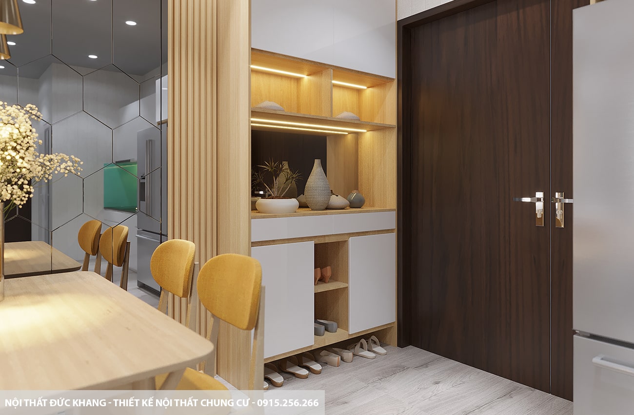 Mẫu 11: Thiết kế nội thất chung cư diện tích 63m2 – 2 phòng ngủ