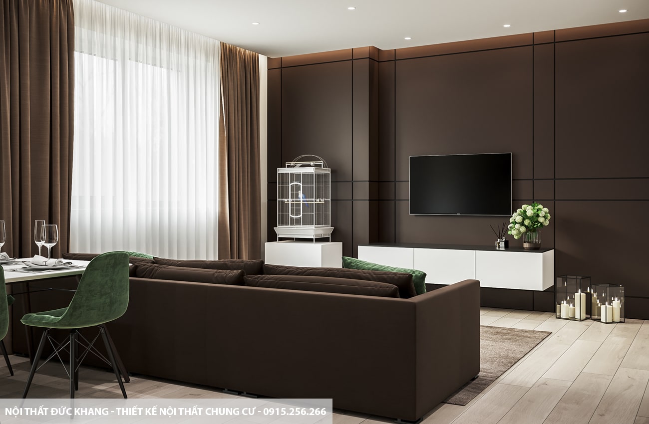 Mẫu 12: Thiết kế nội thất chung cư diện tích 65m2 – 2 phòng ngủ