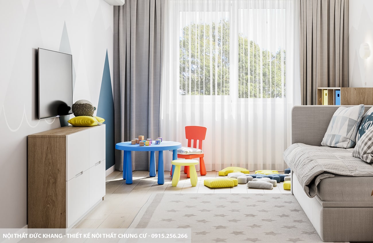 Mẫu 12: Thiết kế nội thất chung cư diện tích 65m2 – 2 phòng ngủ