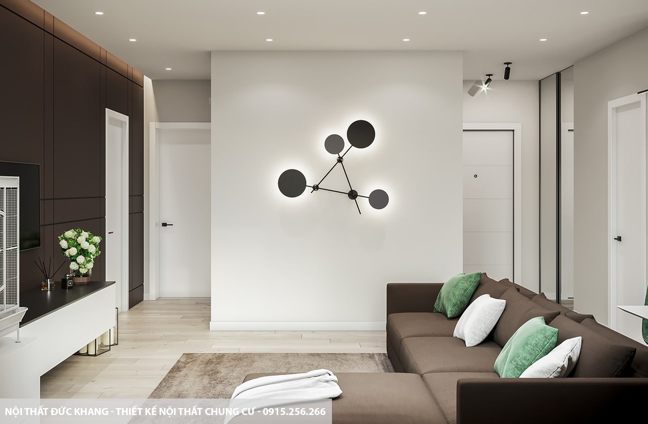 Mẫu 12: Thiết kế nội thất chung cư diện tích 65m2 – 2 phòng ngủ