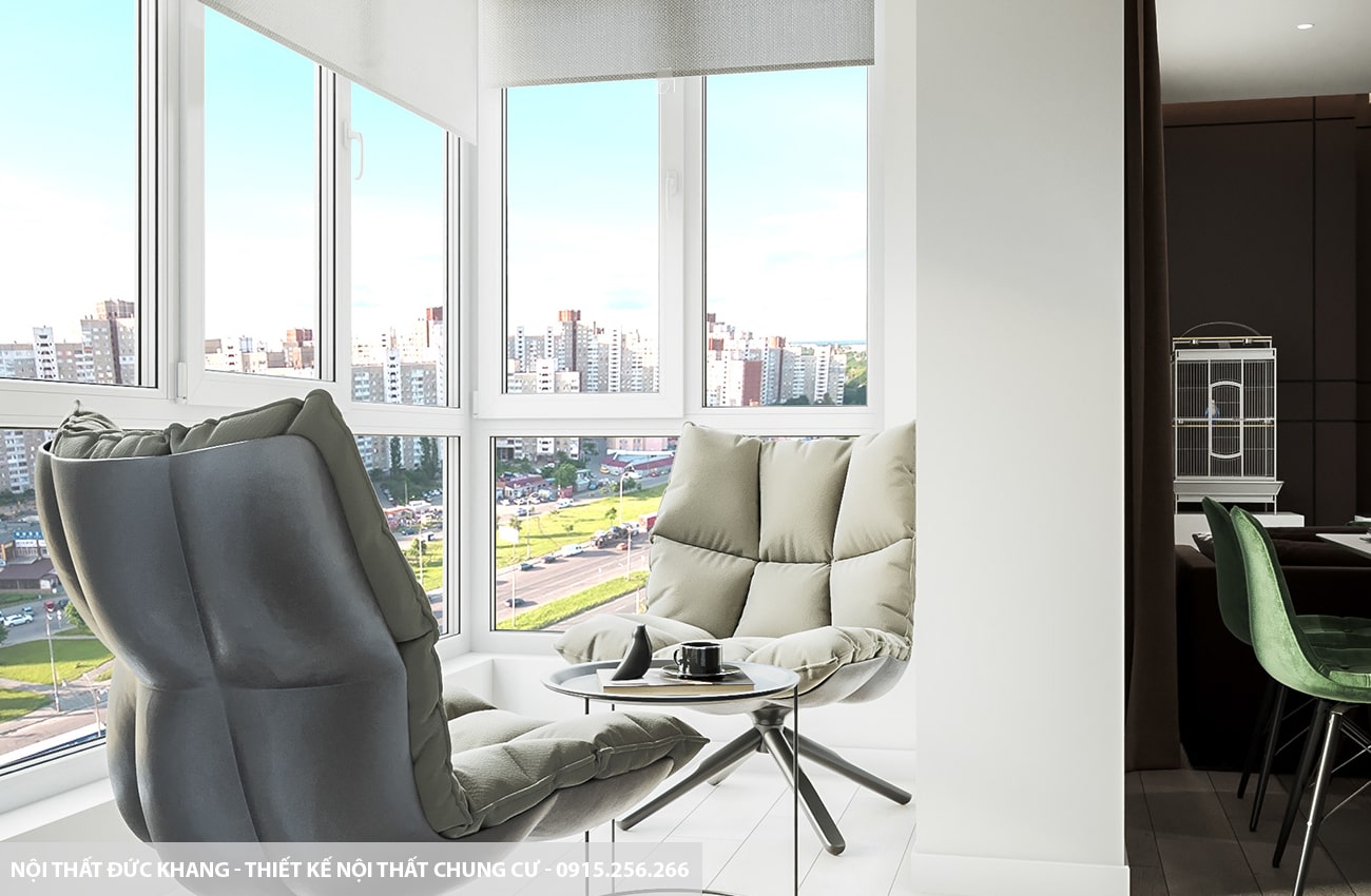 Mẫu 12: Thiết kế nội thất chung cư diện tích 65m2 – 2 phòng ngủ