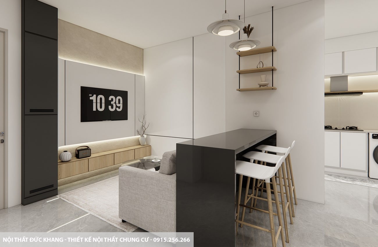 Mẫu 13: Thiết kế nội thất chung cư diện tích 68m2 – 2 phòng ngủ