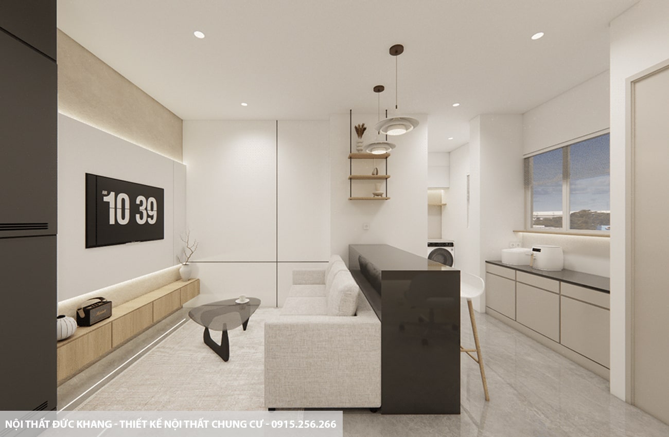 Mẫu 13: Thiết kế nội thất chung cư diện tích 68m2 – 2 phòng ngủ