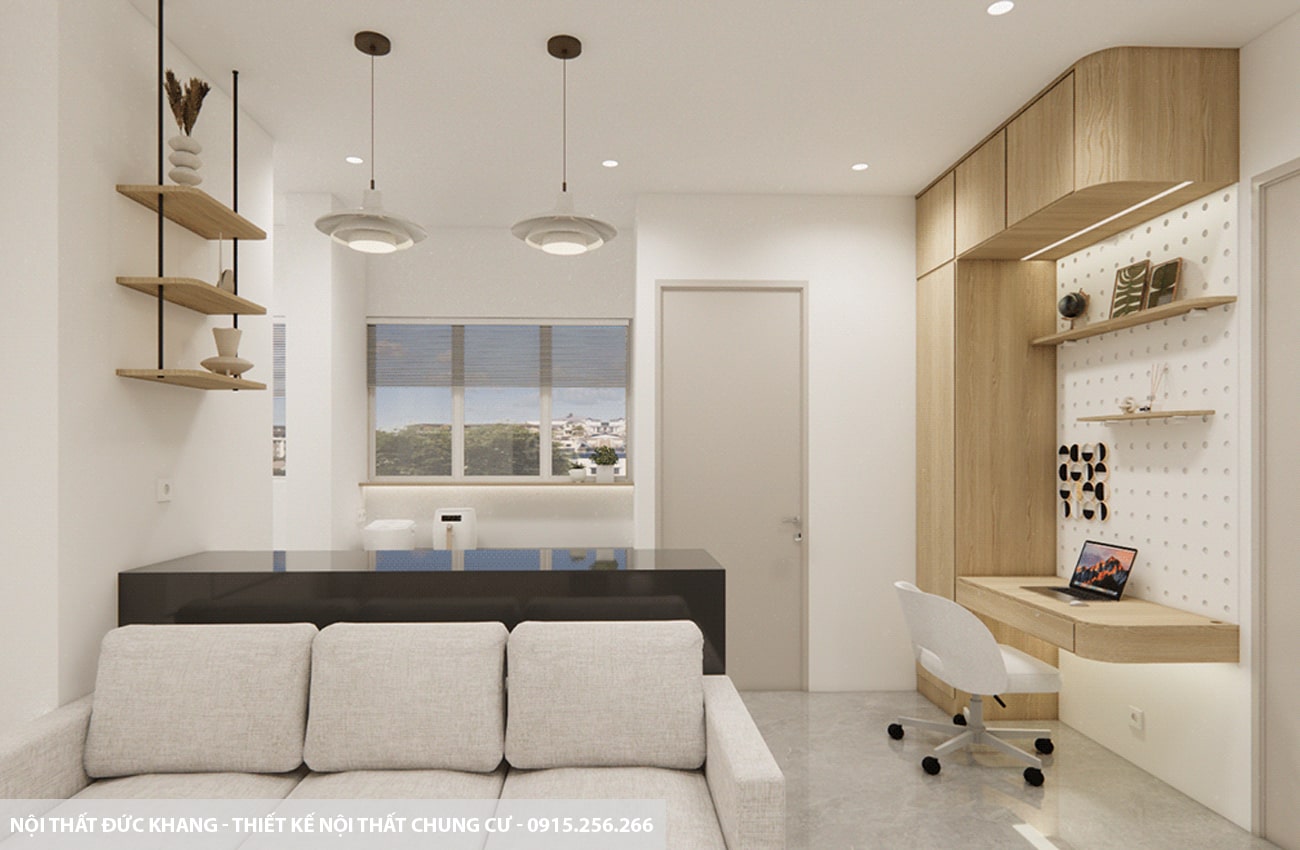 Mẫu 13: Thiết kế nội thất chung cư diện tích 68m2 – 2 phòng ngủ