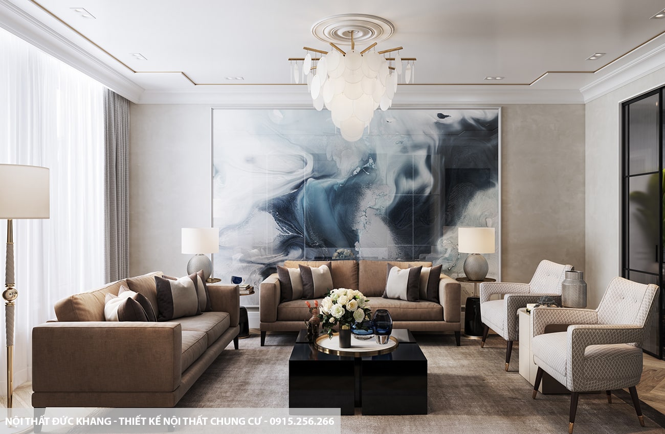 Mẫu 14: Thiết kế nội thất chung cư diện tích 70m2 – 2 phòng ngủ